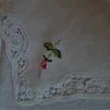 Round coat with eight Luxeuil lace towels embroidery hand linen