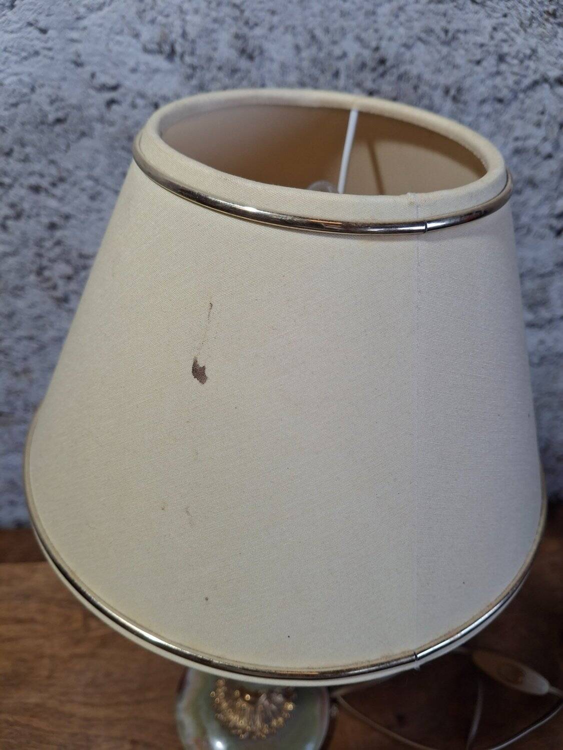 Lampe de table onyx vert & laiton doré griffes acanthe 1960s