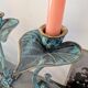 Pair of patinated greenish-blue bronze candlesticks Art Nouveau style