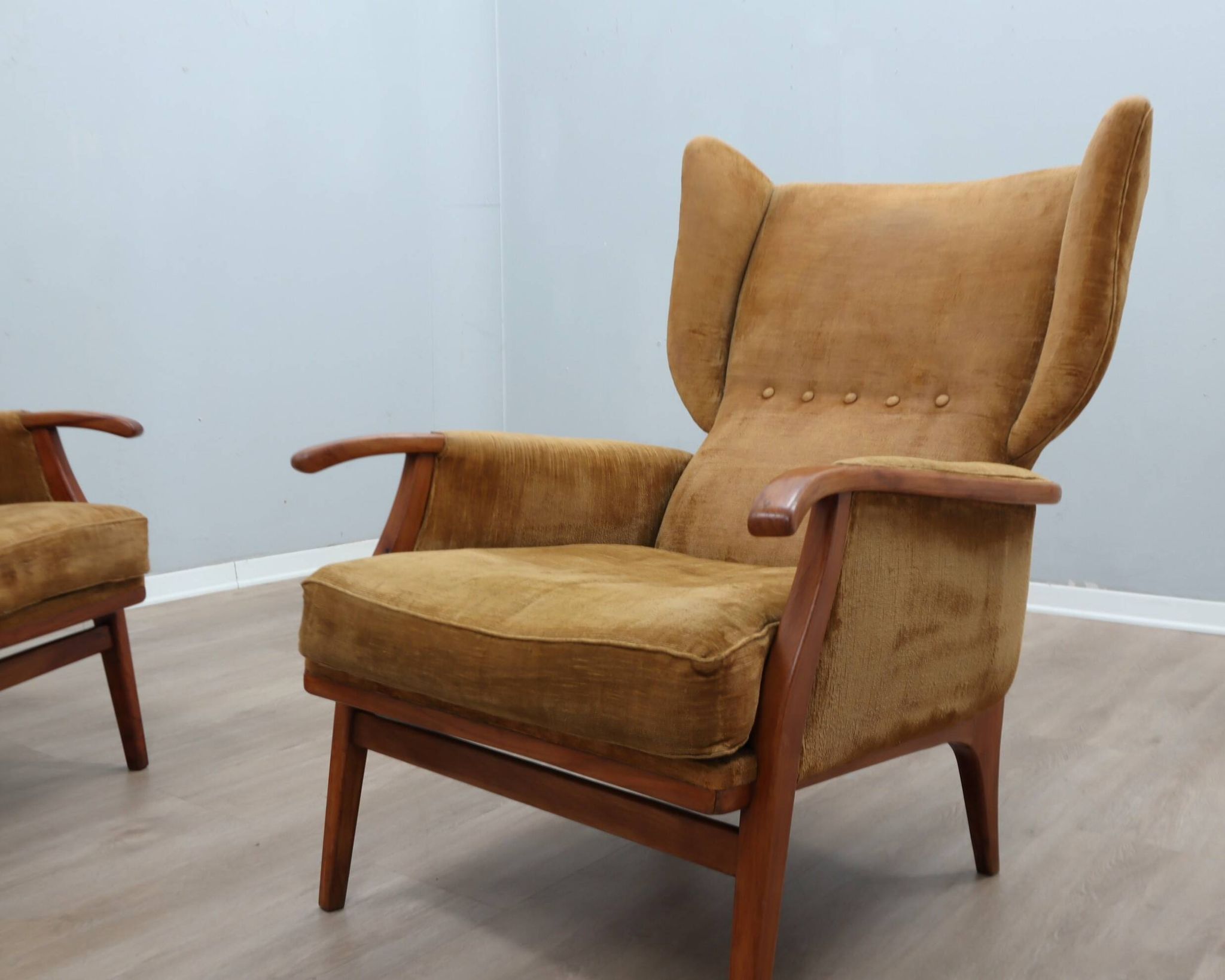 1950s Camea Italian reclining armchairs dralon velvet, set of 2