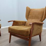 1950s Camea Italian reclining armchairs dralon velvet, set of 2