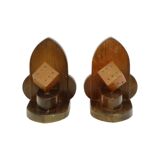 Vintage Wooden Dice Bookends Art Deco Style