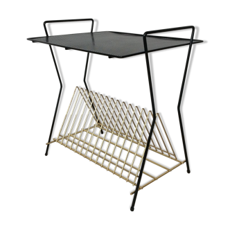 Table support vinyles en métal noir et or