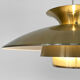 Brushed aluminum pendant light with golden finish, Denmark 1970