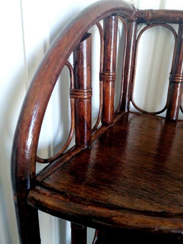 Rattan corner shelf, work from the 1970s