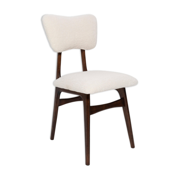 Chaise papillon en bois noyer et bouclé crème clair du 20ème siècle, Europe, 1960