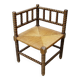 Fauteuil d'angle paillé bois tourné