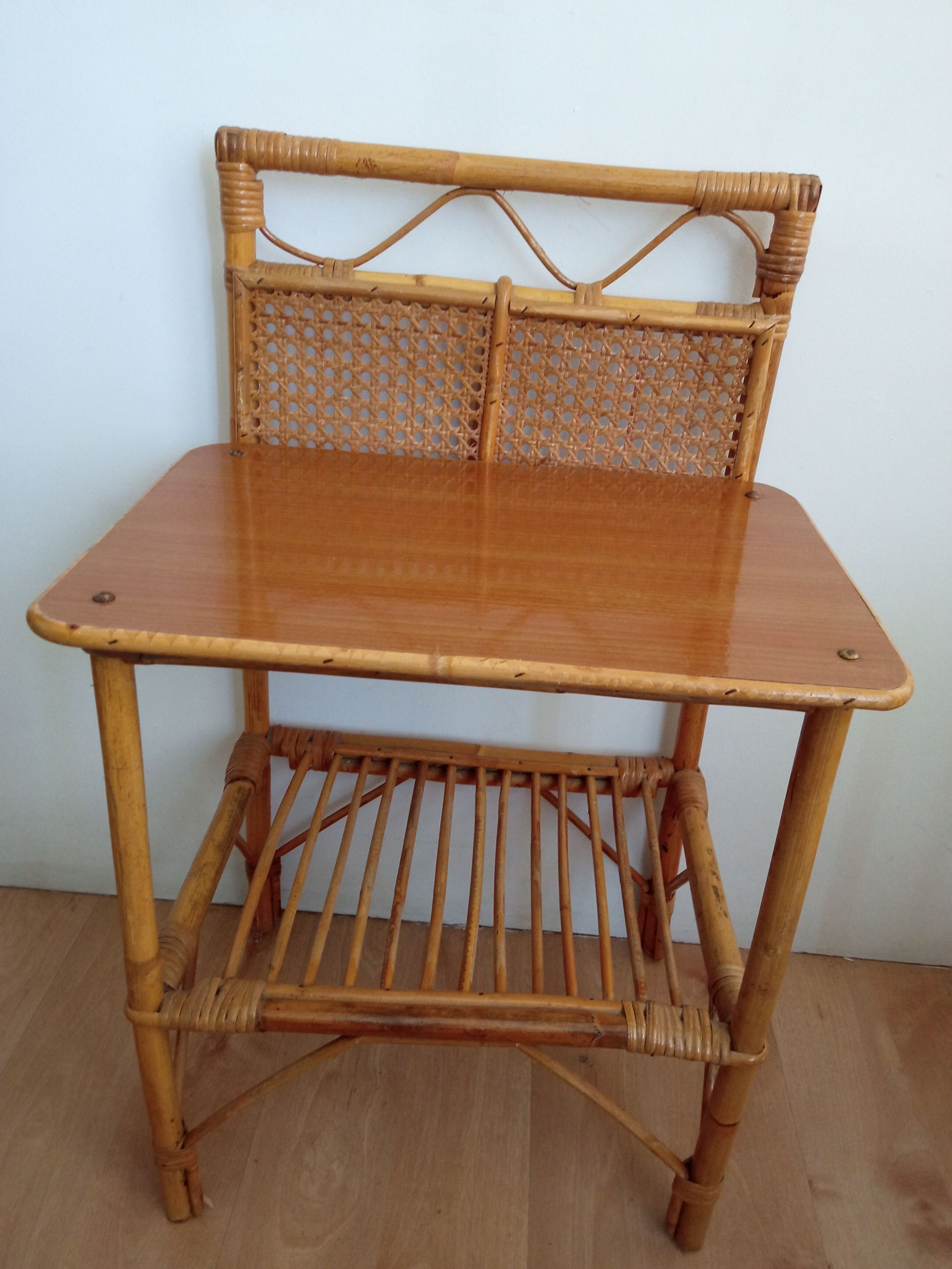 Vintage bamboo bedside pair