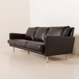 Herman Miller attr. to black leather mid century sofa