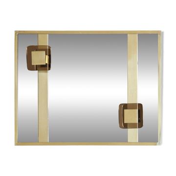 Porte-manteau de style Régence en laiton et verre, Italie années 1970