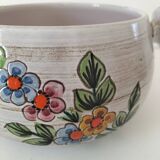 Plat grès émaillé motif floral