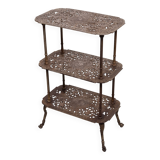 Antique Ornate Cast Iron French Brass 3 tier side table.