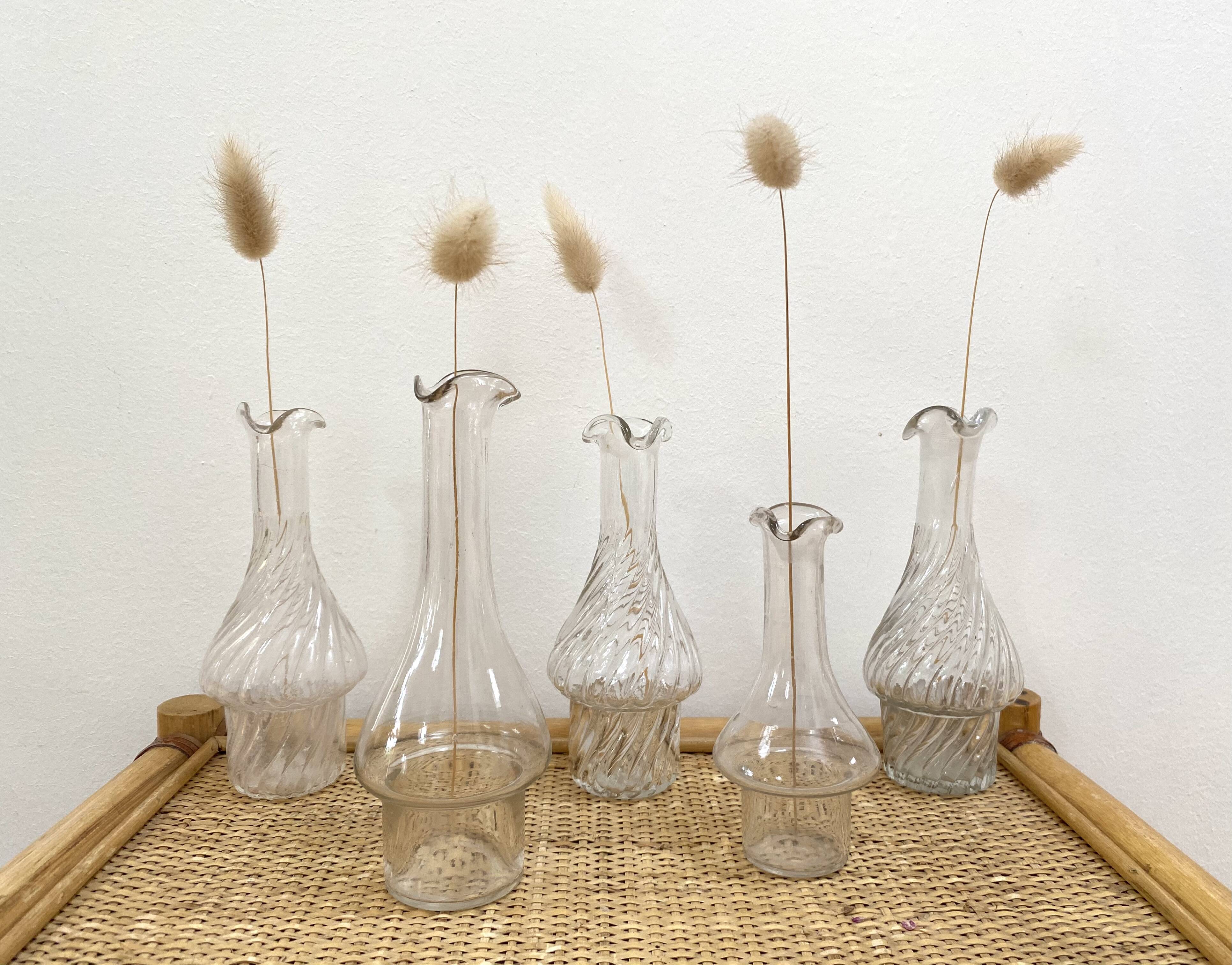 Set of 5 glass apothecary vials