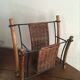 Porte-revues vintage en osier et bois