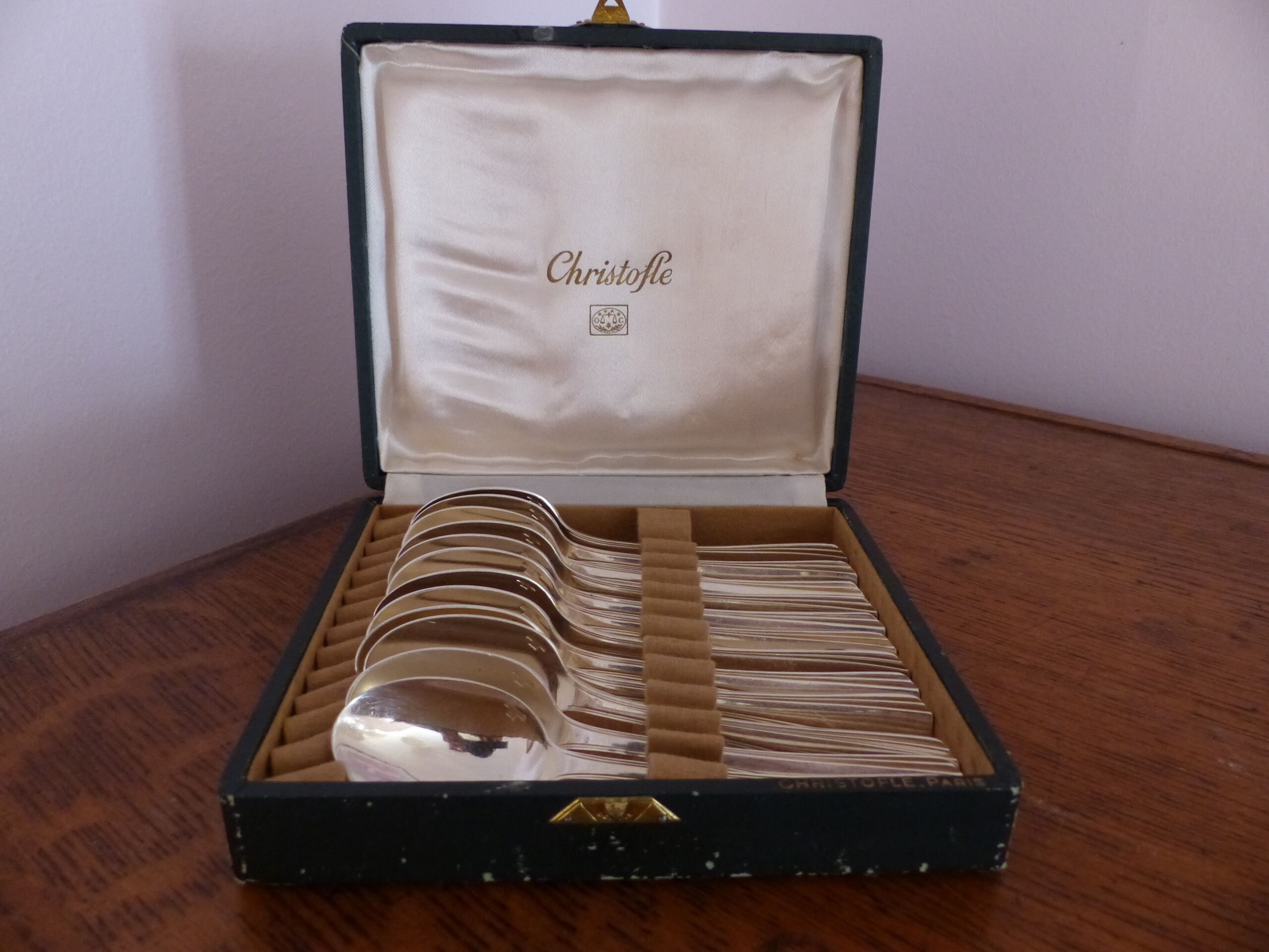 12 small silver-plated metal spoons Cristofle