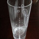 Crystal vase Baccarat roll tube engraved