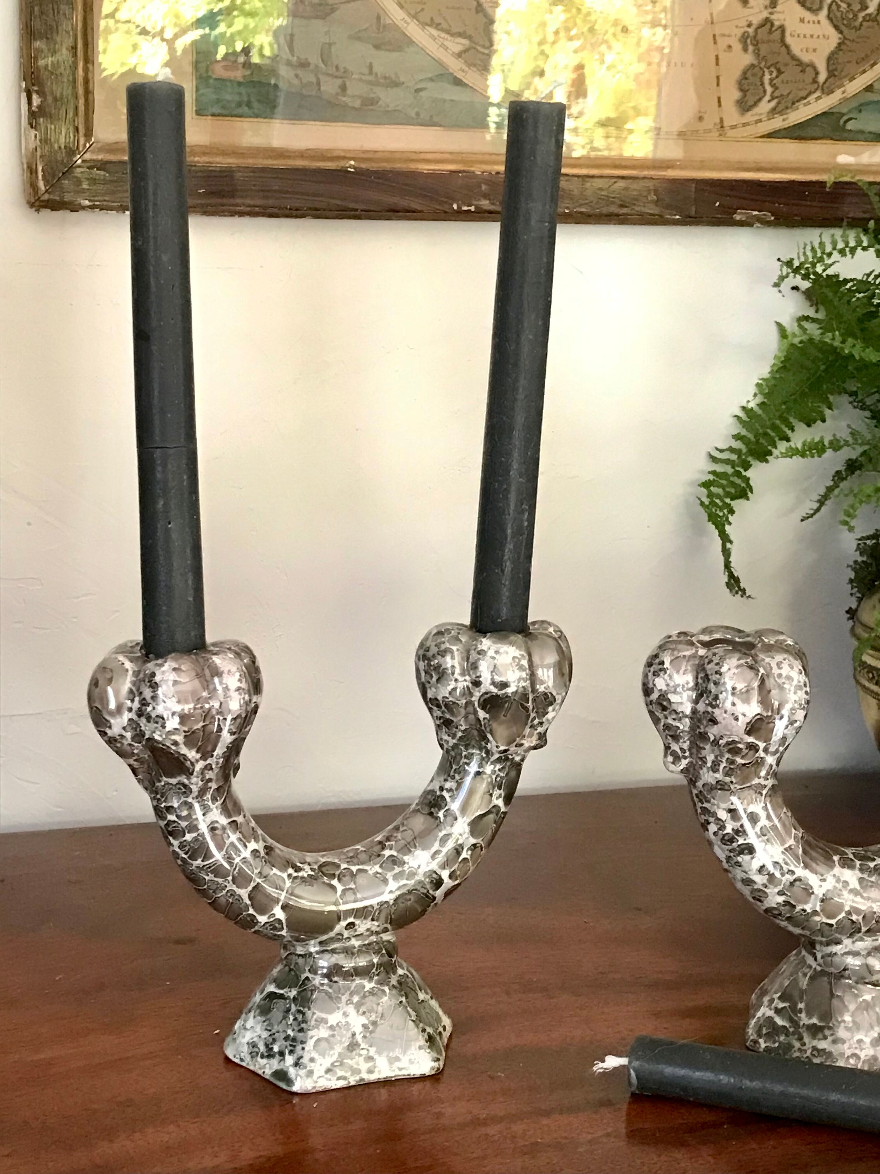 Pair of Val d'or ceramic candle holders