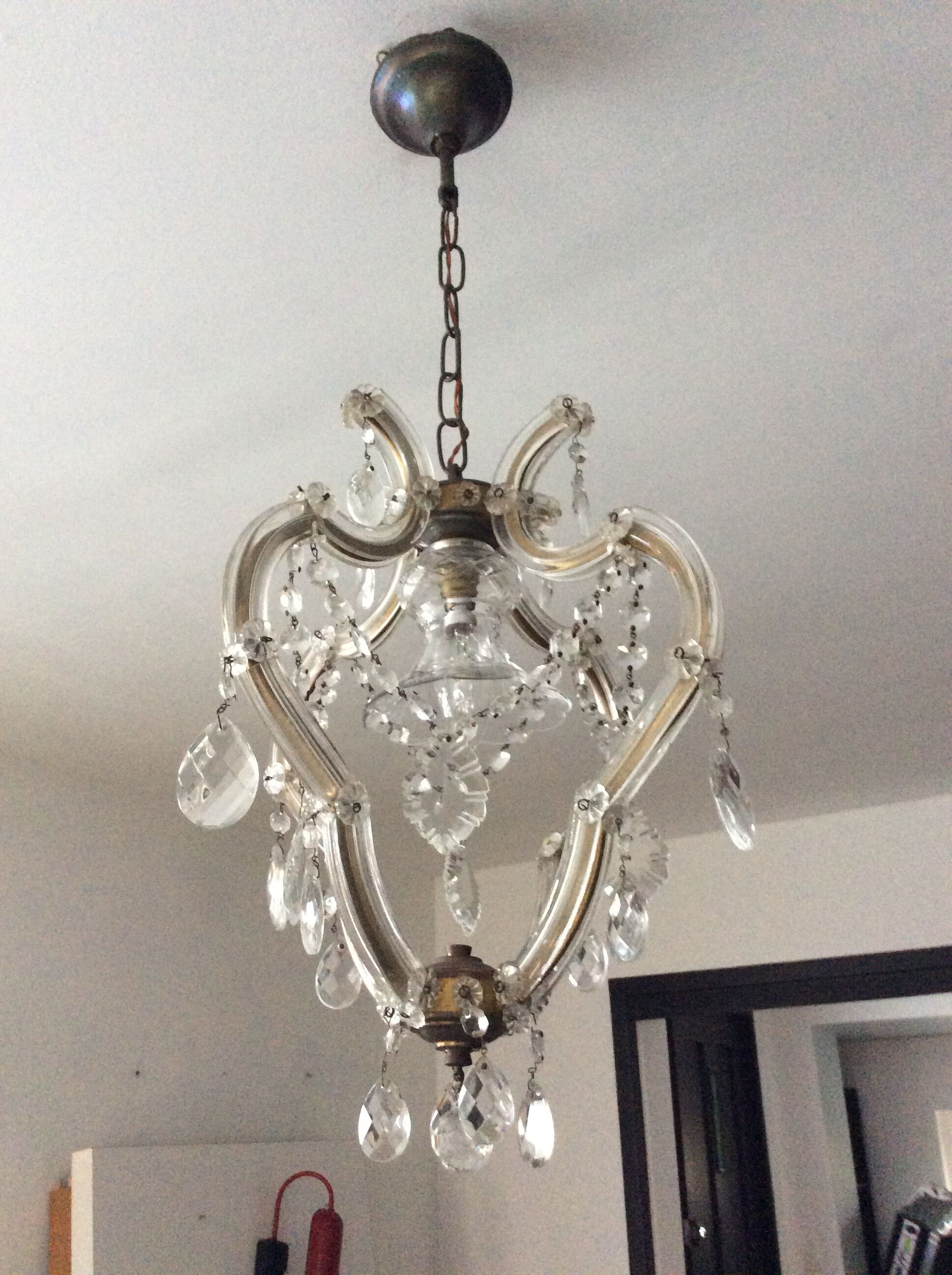 Lustre à cage en cristal