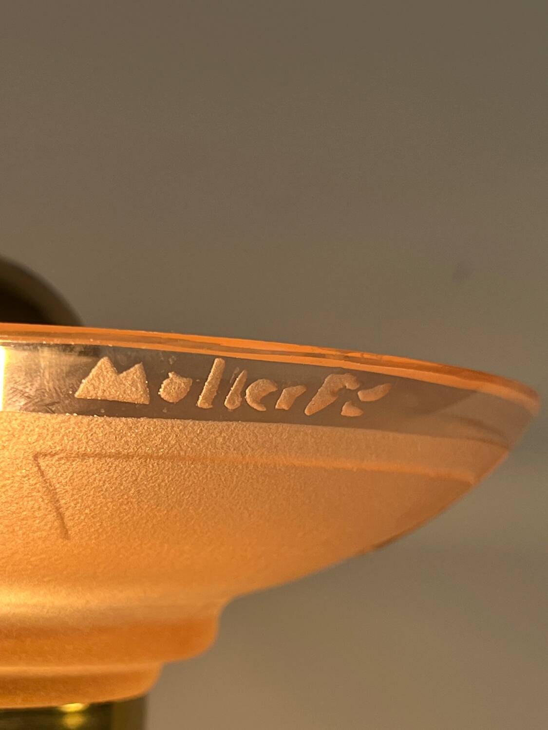 Art Deco bedside lamp with signed Muller glass.