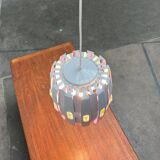 Metal pendant lamp and prism model in white mid-century by Werner Schou for Coronell Elektro, Denmark, 1960s.