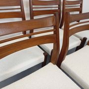 Set of 6 vintage Scandinavian chairs in teak and bouclette fabric from the 60s