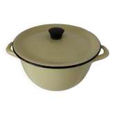 Cocotte en tôle émaillée jaune vintage