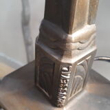 Lampe fonte d'acier 1920  signé de la maison Brousseval  et tulipe muller et frere non signe