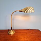 Large Art Deco brass lamp, shell shape, 1930