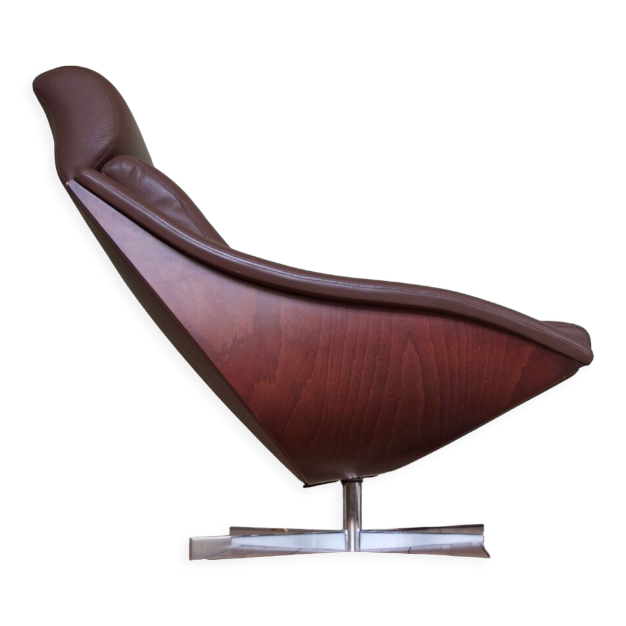 Mid-Century Danish Swivel Chair in Leather, 1970s