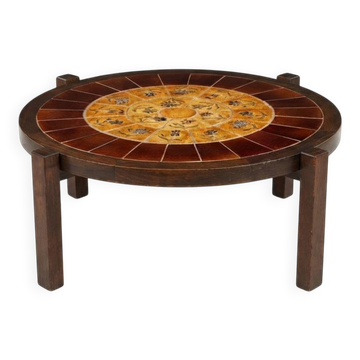 Wood ceramic coffee table in the style of ROGER CAPRON Vallauris 70s