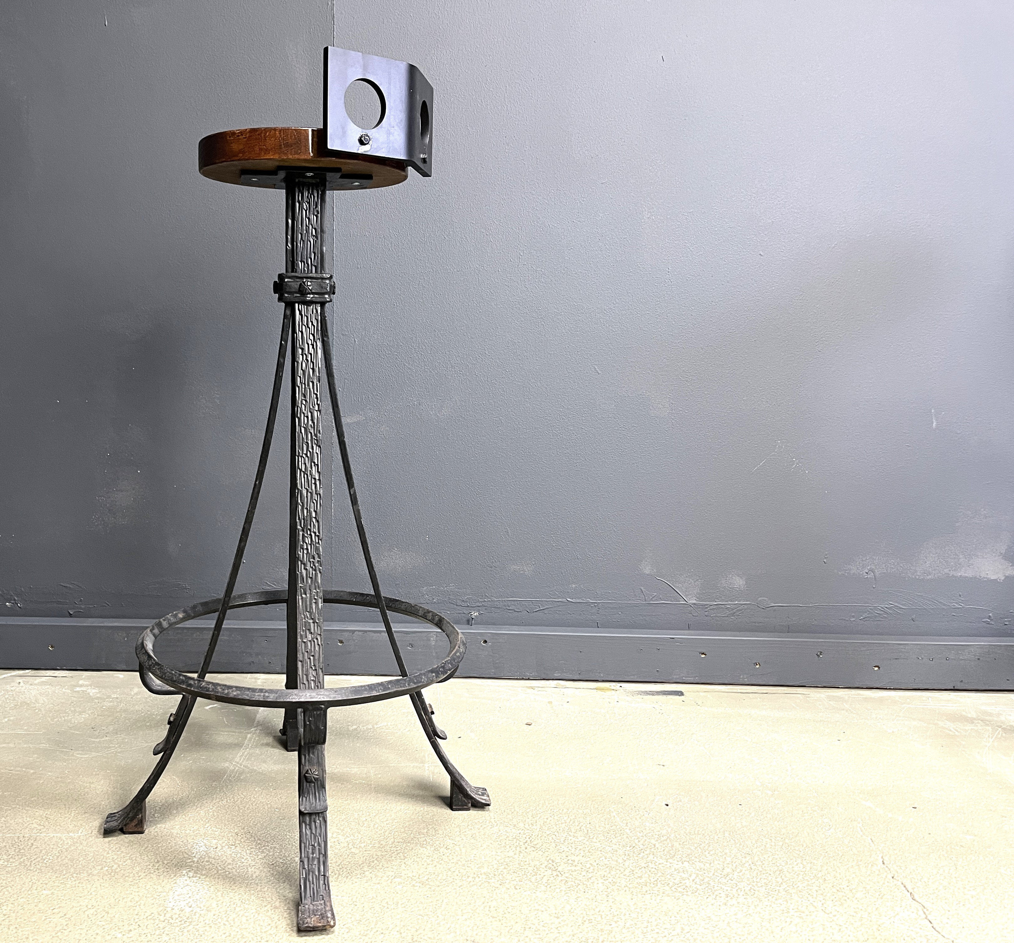 Vintage brutalist wrought iron bar stools, 1960s - set of 6