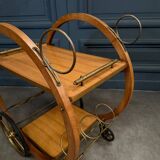 1960 curved wood bar serving trolley table
