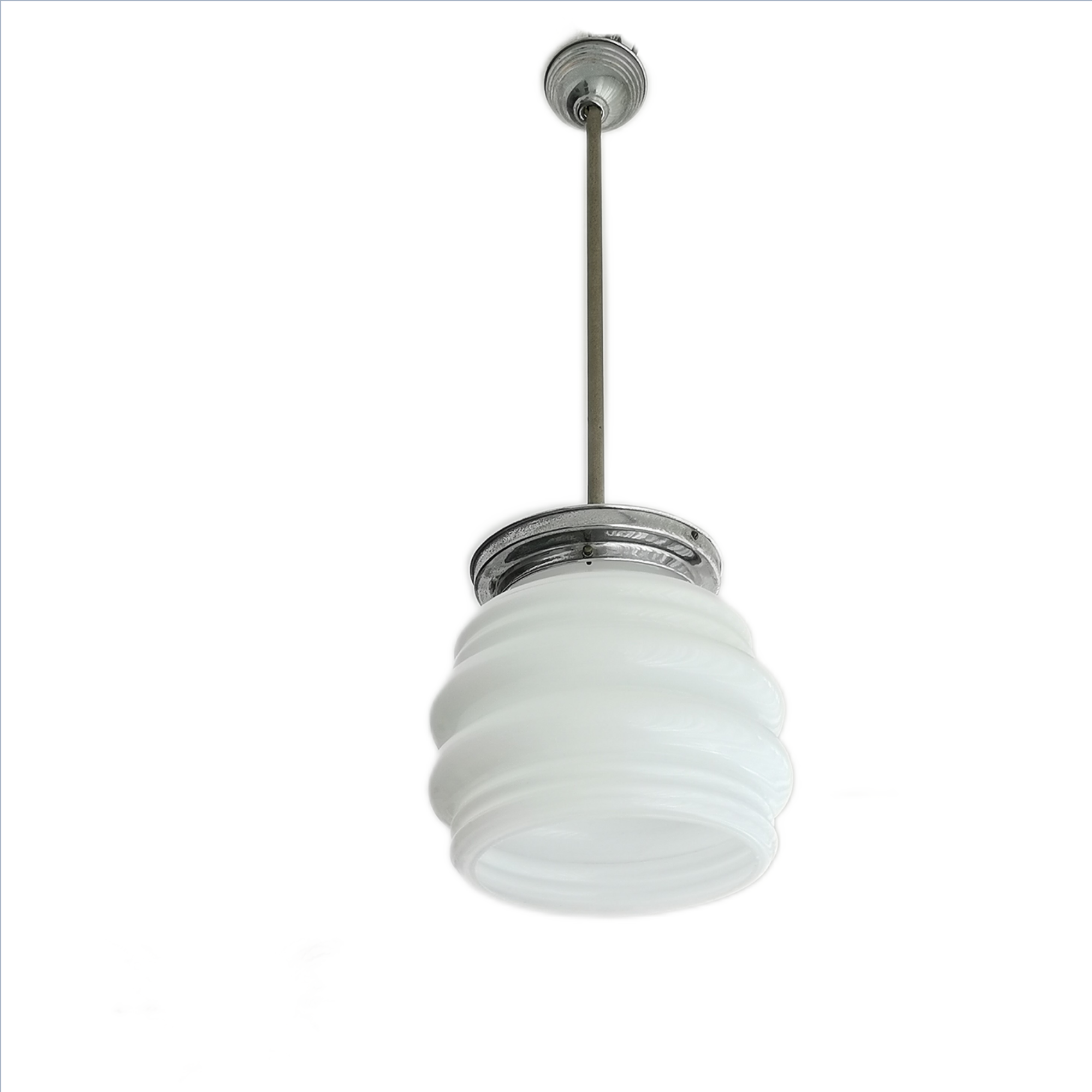 Art Deco white opal glass hanging lamp