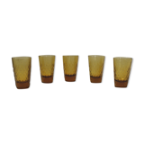 5 vintage amber glass shot glasses
