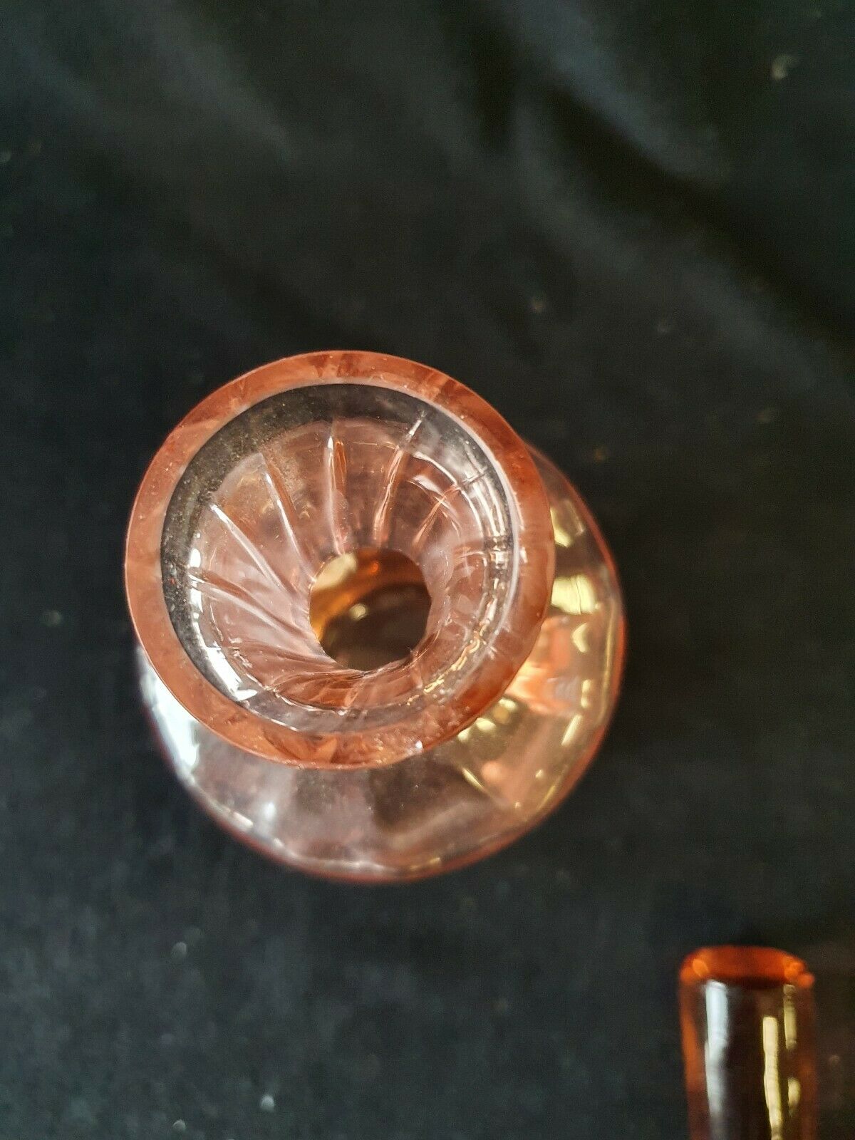 Vintage salmon pink mold glass carafe