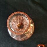 Vintage salmon pink mold glass carafe