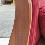 Méridienne, lit de repos ancien en noyer et velour