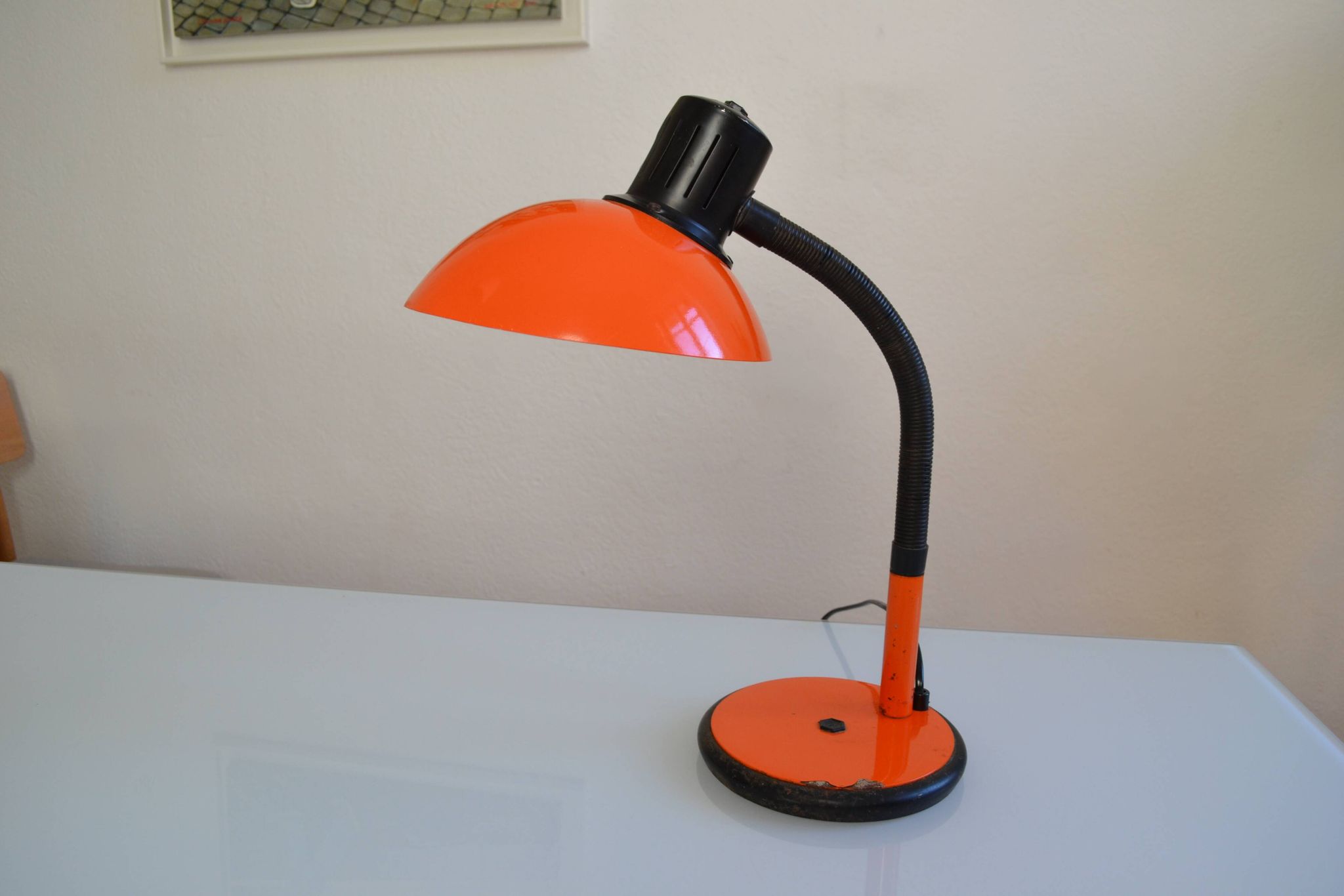 Vintage Aluminor France orange lamp from the 70s 1970