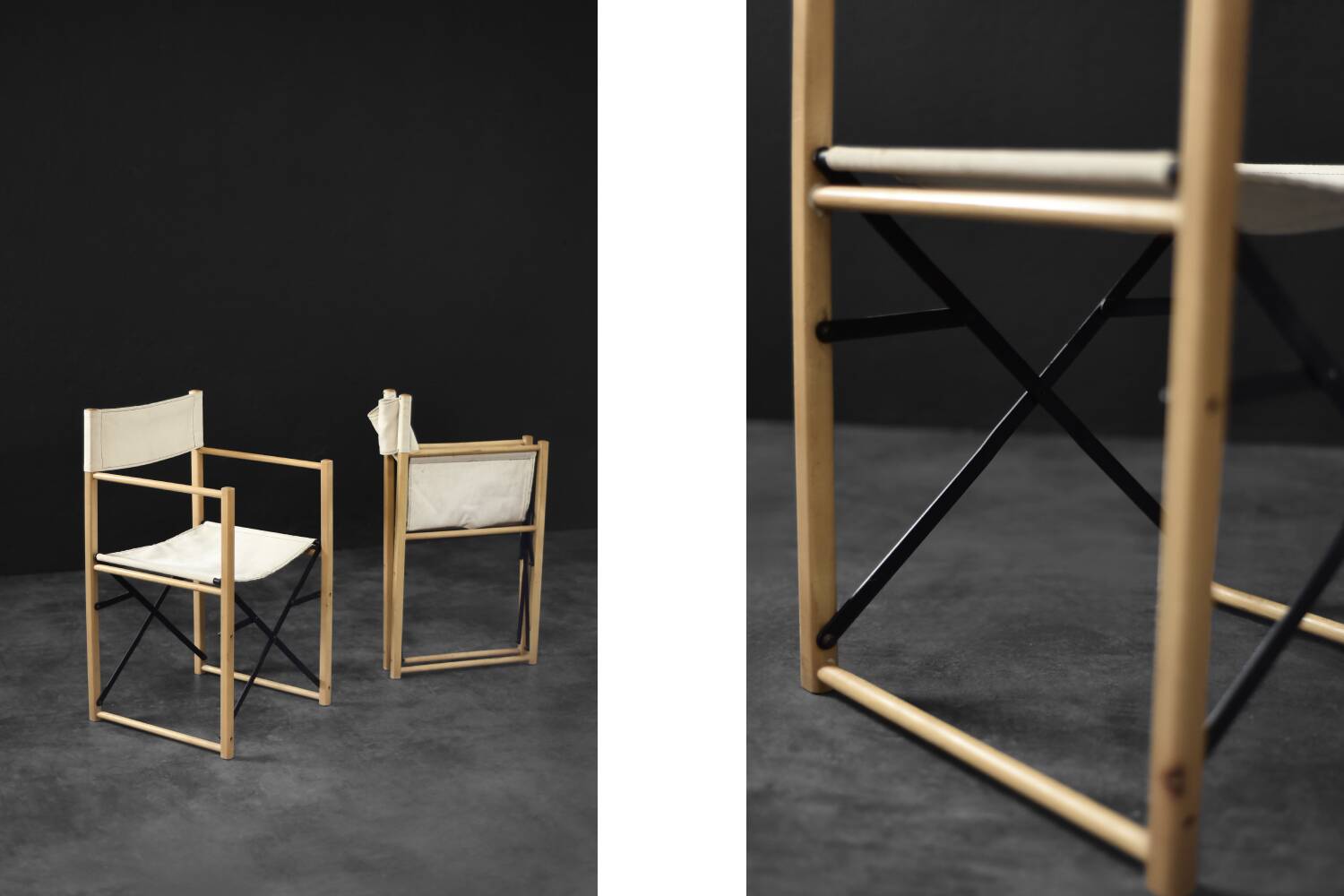 Vintage Mid-Century Scandinavian Modern Beech Safari Director's Chairs