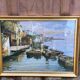 Printed tableau reproduction of a canal scene in Venice 1960