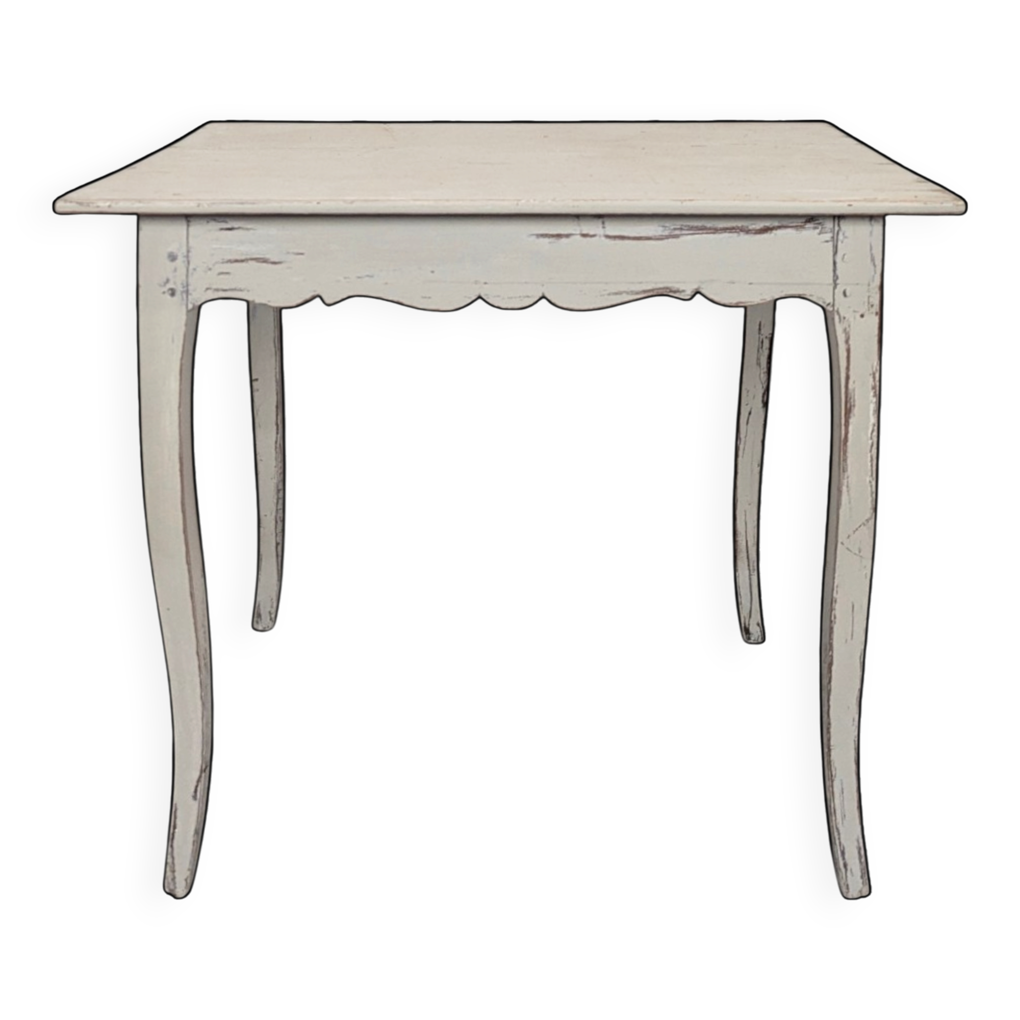 Petite table Louis XV en bois laqué gris