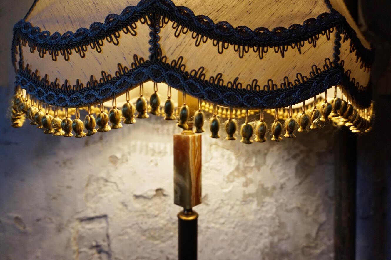 Lampadaire onyx & marble, années 1960