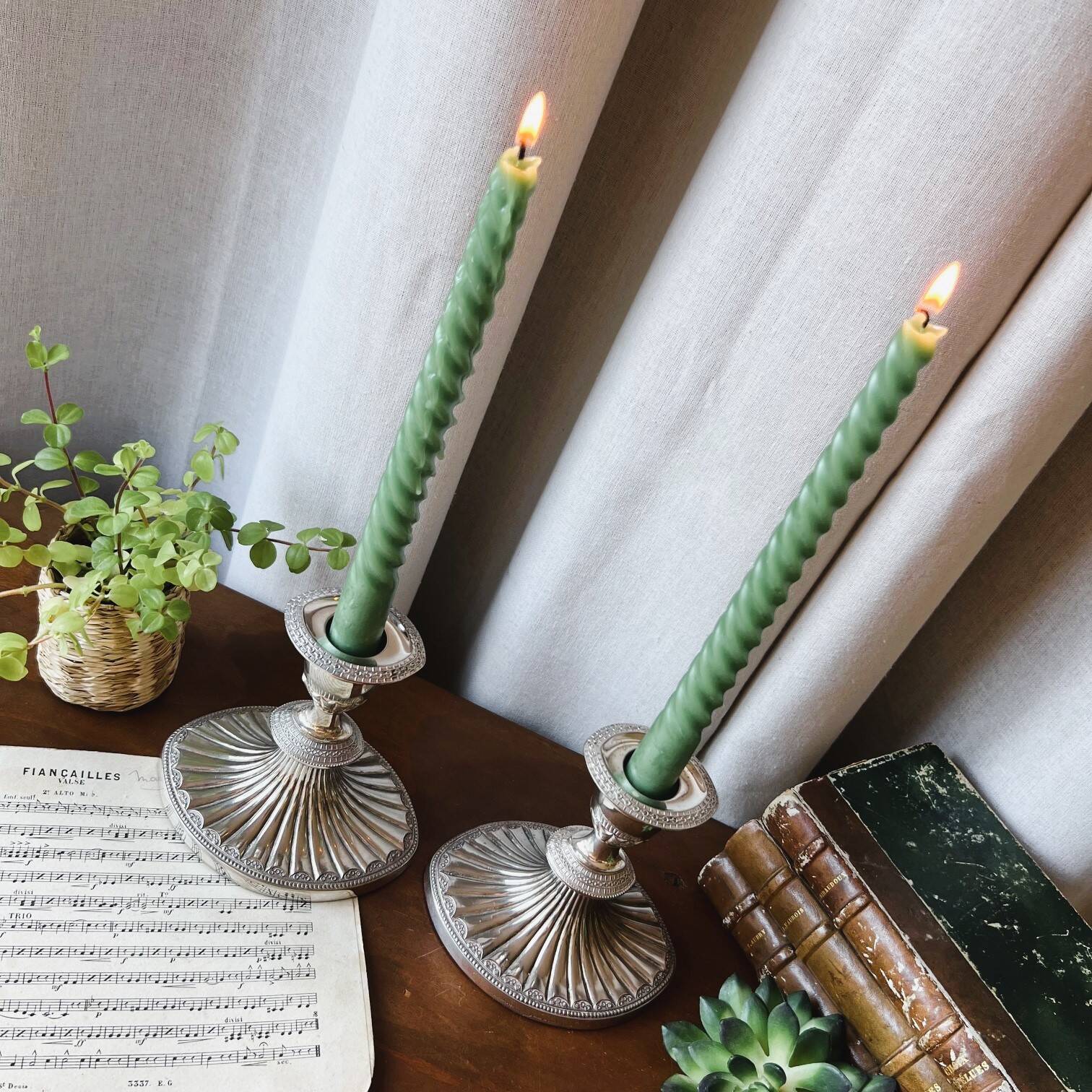 English silver plated candlestick duo "Falstaff"