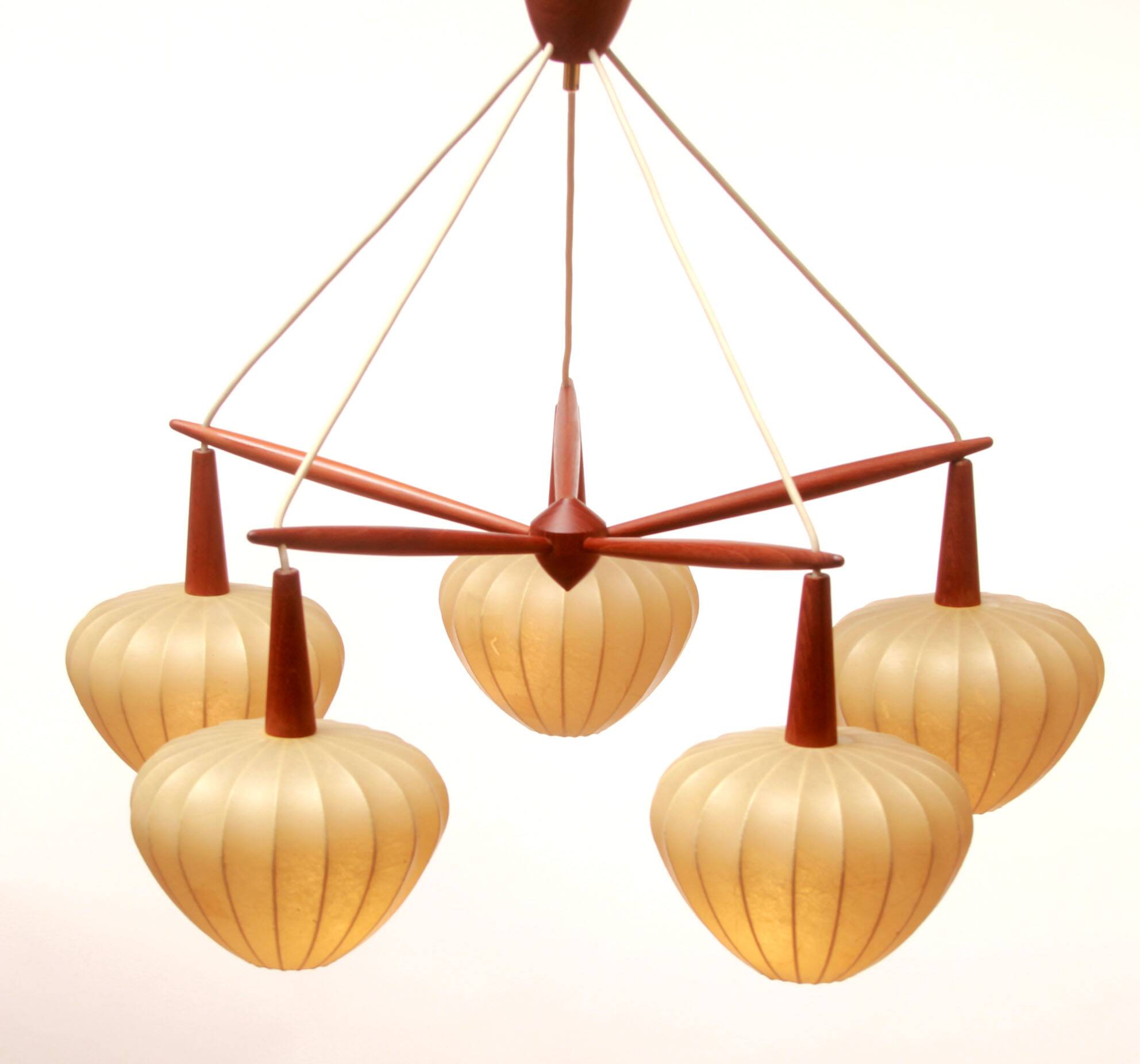 1960s scandinavian ceiling lamp in teak