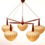 1960s scandinavian ceiling lamp in teak