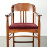 Art Nouveau design dining chair/side chair with red fabric upholstery