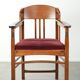 Art Nouveau design dining chair/side chair with red fabric upholstery