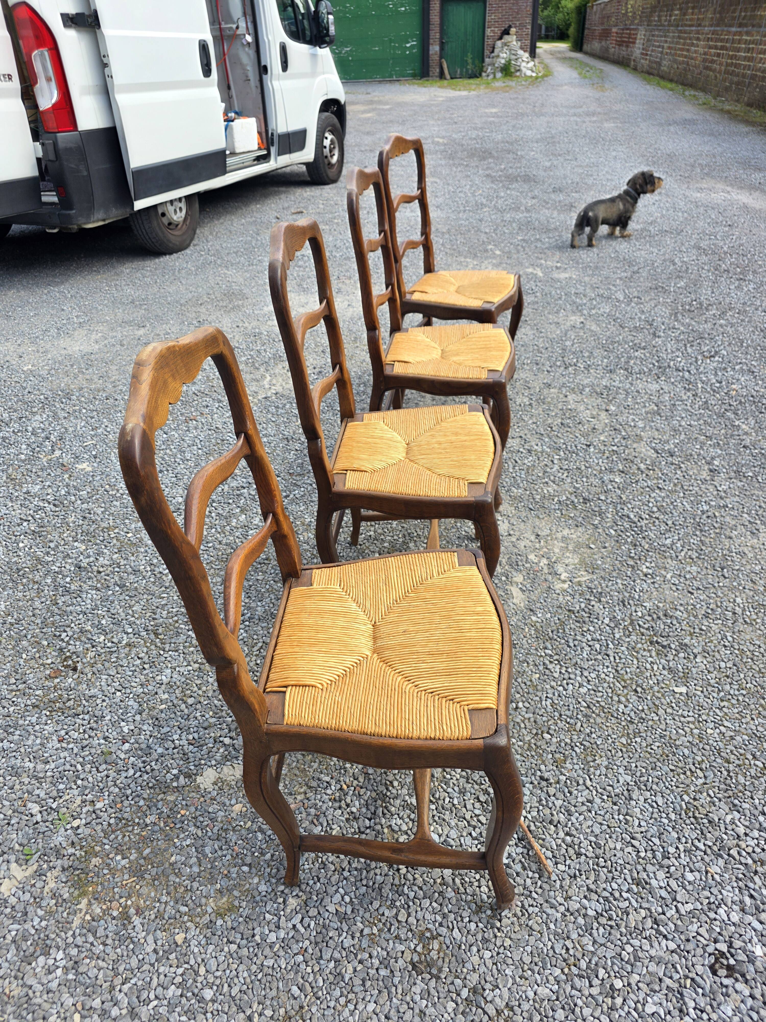 4 Louis XV style chairs in solid oak