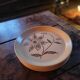 6 assiettes plates en grès décor floral — Années 70
