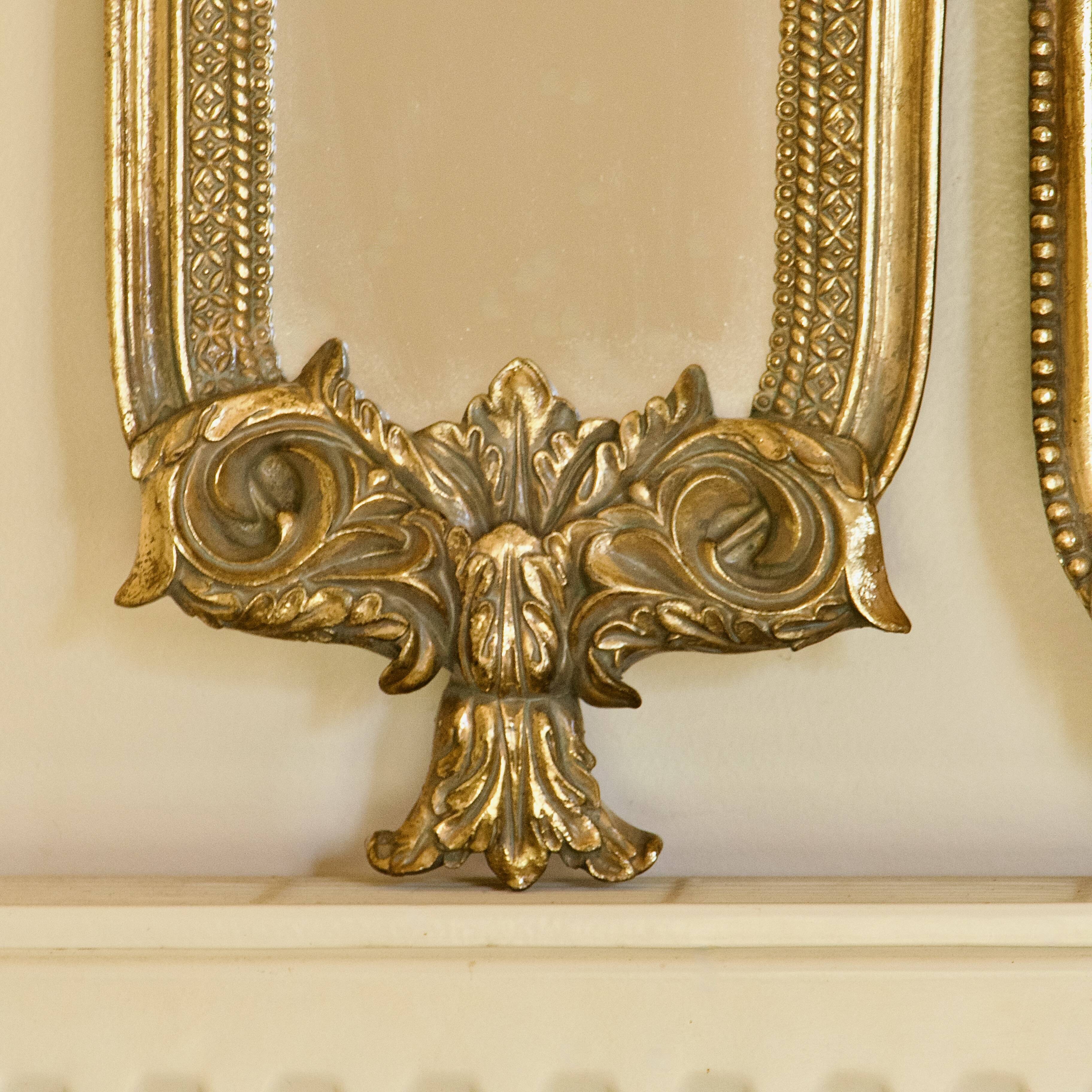 19th century Baroque Rococo gilded mirror triptych